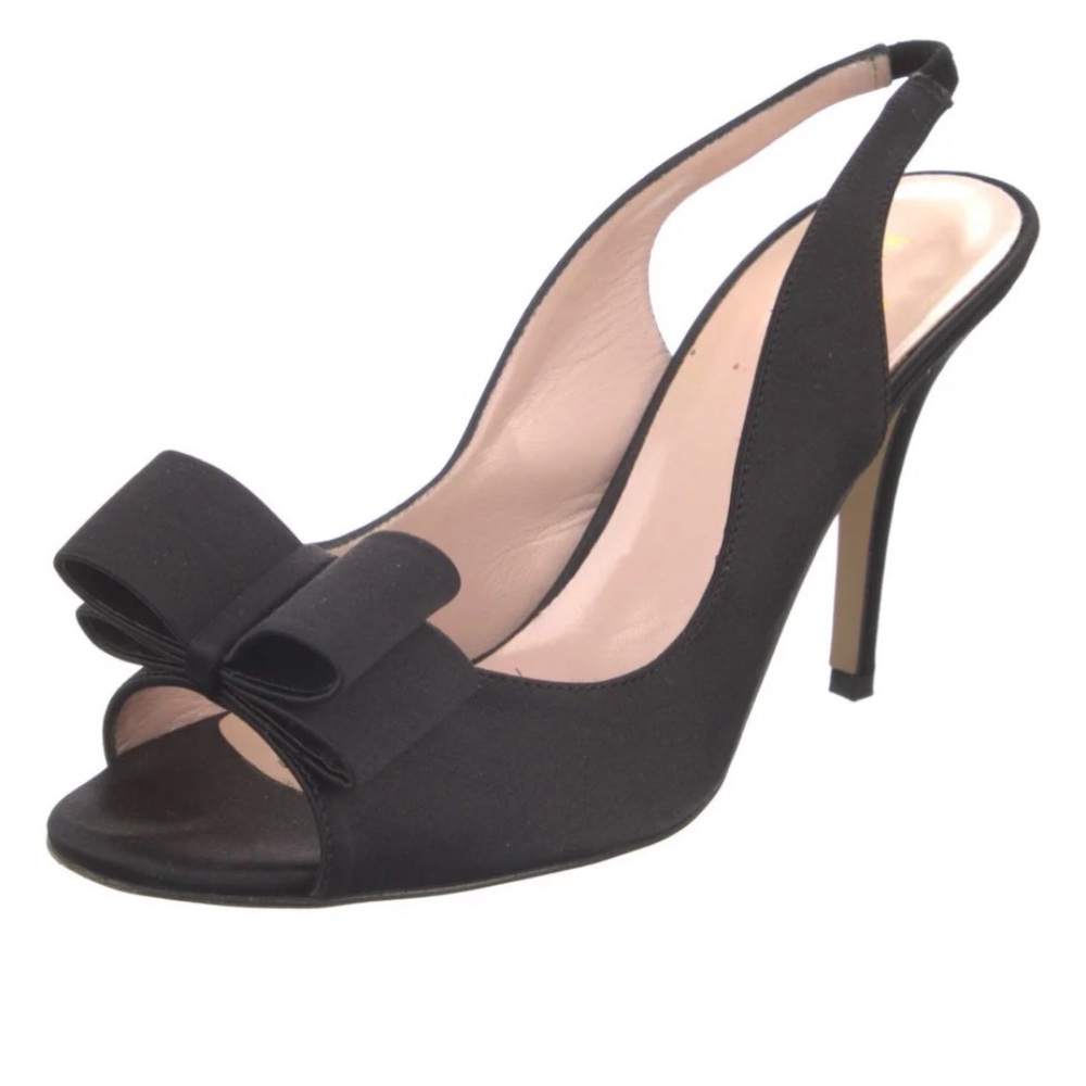 Kate Spade Black Slingback Peep-Toe Bow High Heel